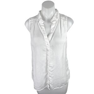 Cloth & Stone Women's White Sleeveless Button Down Shirt Blouse Tank Top Size M
